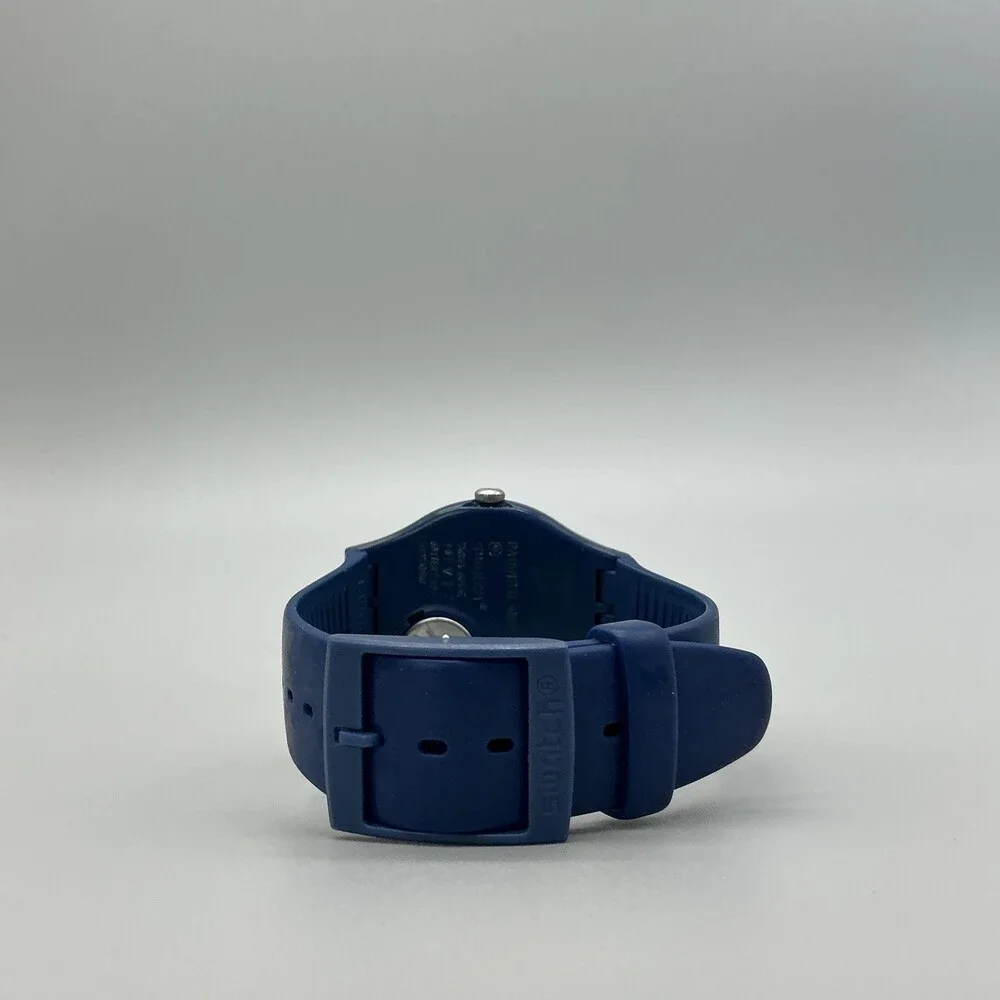 Swatch BlueSounds Mens Watch 41mm SUON127 Blue White Dial Swiss New Battery